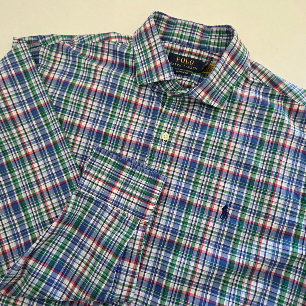 Polo Ralph Lauren Button‎ Down Shirt Multicolor Plaid Classic Fit Mens Large
